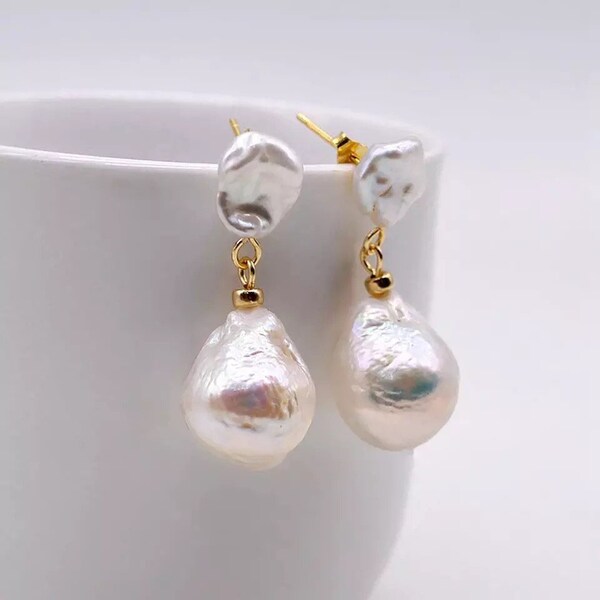 Baroque Pearl Earrings - Etsy