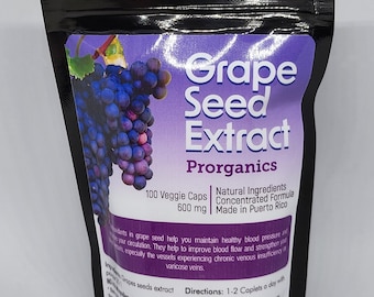 Organic Grape seed 20:1 extract caplets by Prorganics