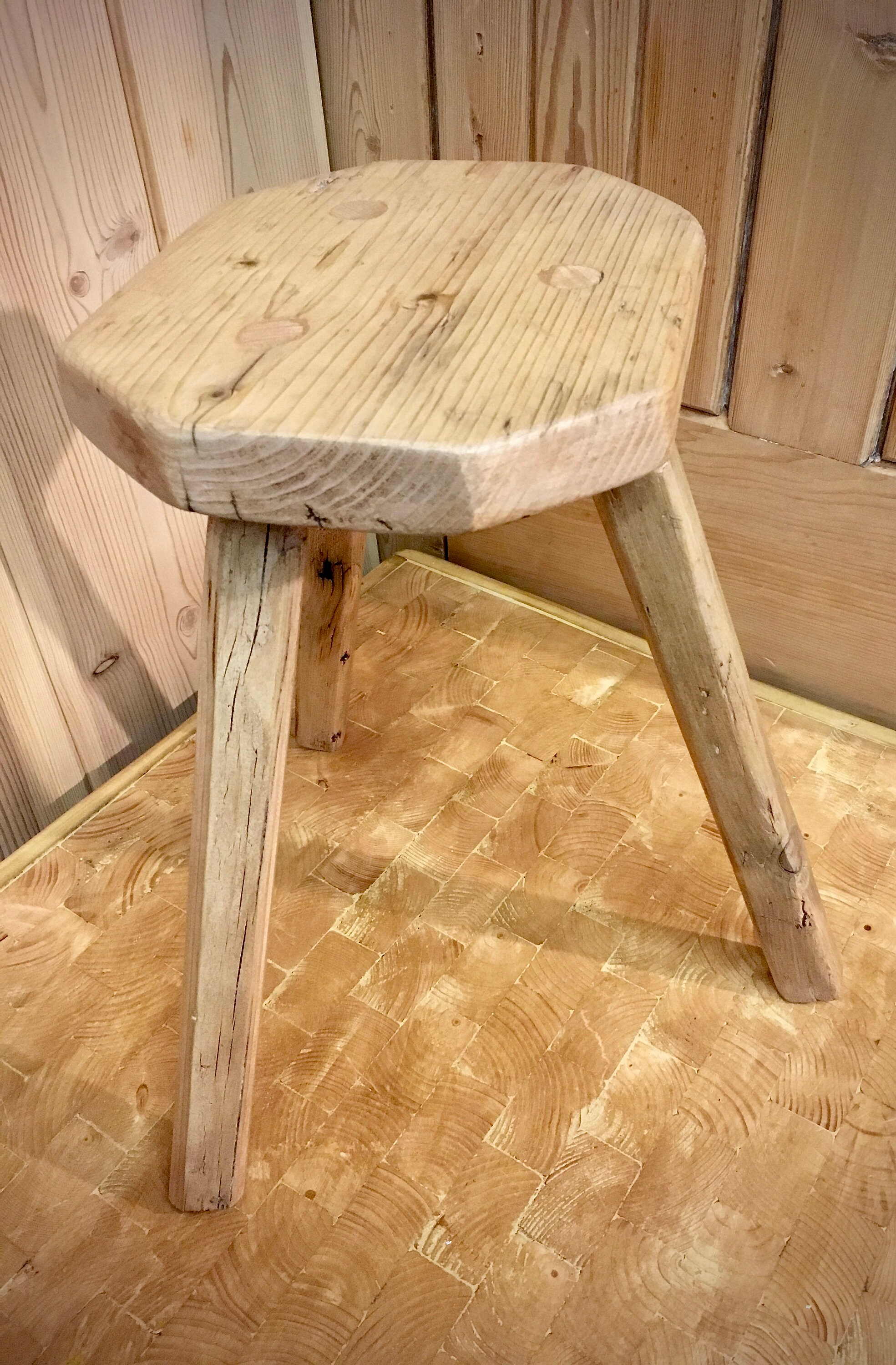 Rustic wooden milking stool Etsy