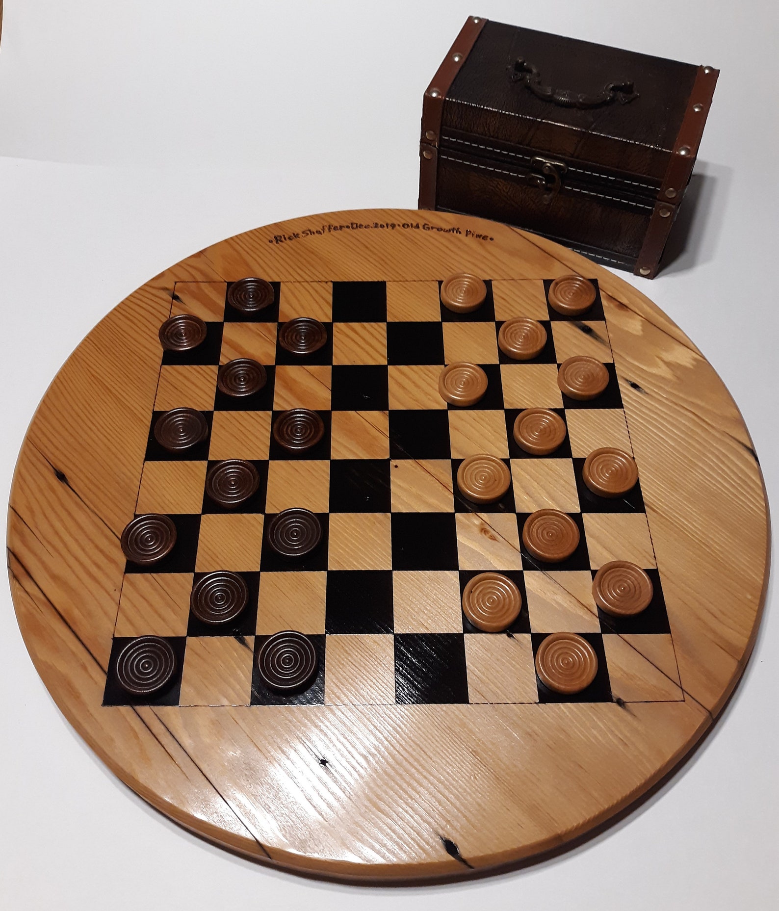 Wood Solitaire & Checker Game Board Etsy