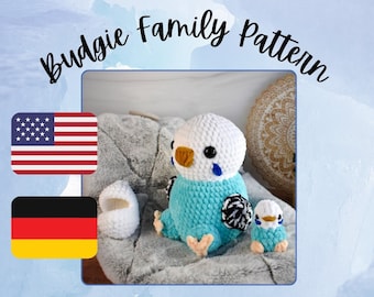 Budgie Family Crochet Pattern, PDF DOWNLOAD ONLY