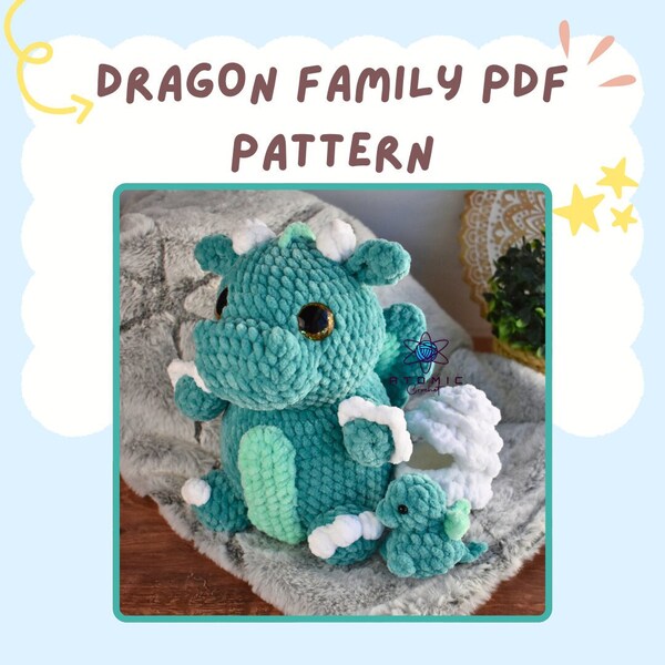 Dragon Family Crochet Pattern, PDF DOWNLOAD ONLY