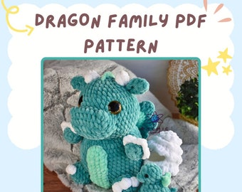 Patron au crochet de la famille Dragon, TÉLÉCHARGEMENT PDF UNIQUEMENT