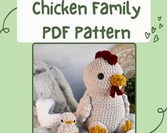 Patron au crochet famille poulet, TÉLÉCHARGEMENT PDF UNIQUEMENT