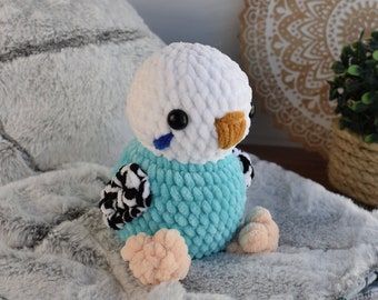 Crochet Budgie Plush, Plushie, Stuffed Animal (Parfait Chunky)