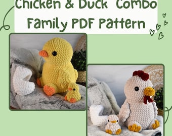 Chicken & Duck Family Combo Pattern, PDF DOWNLOAD ONLY