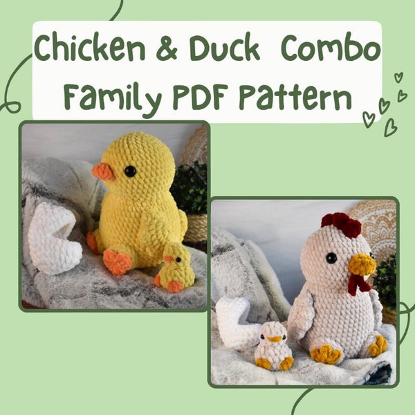 Chicken & Duck Family Combo Pattern, PDF DOWNLOAD ONLY