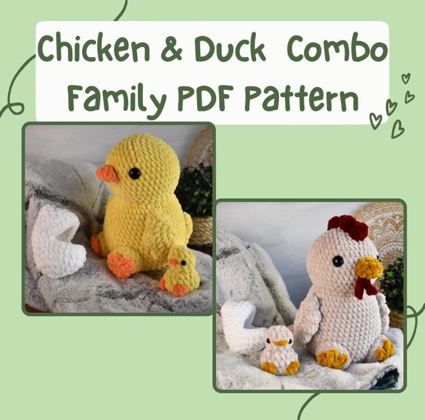 Chicken & Duck Family Combo Pattern, PDF DOWNLOAD ONLY