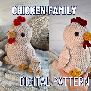 Patron au crochet famille poulet, TÉLÉCHARGEMENT PDF UNIQUEMENT