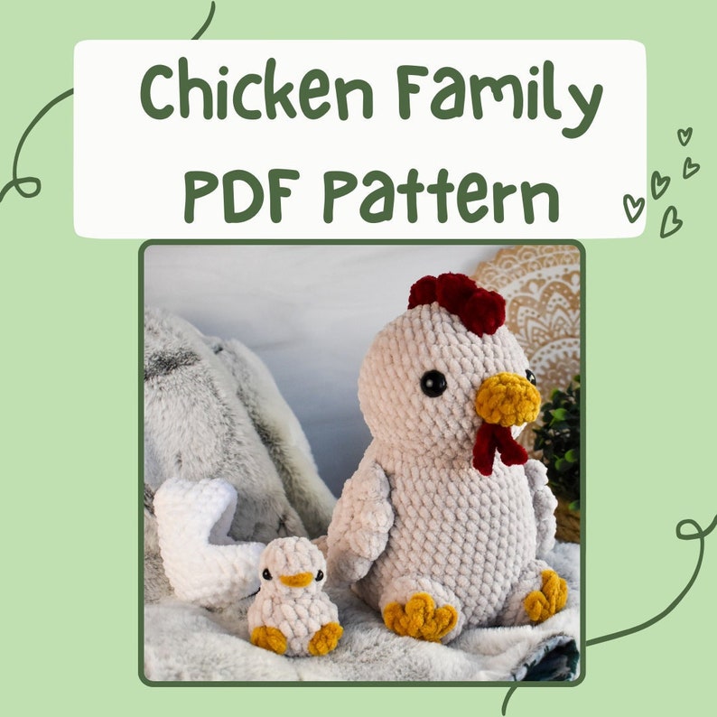 Patron au crochet famille poulet, TÉLÉCHARGEMENT PDF UNIQUEMENT image 1