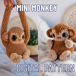 Patrón de crochet de mini mono, SOLO DESCARGA EN PDF