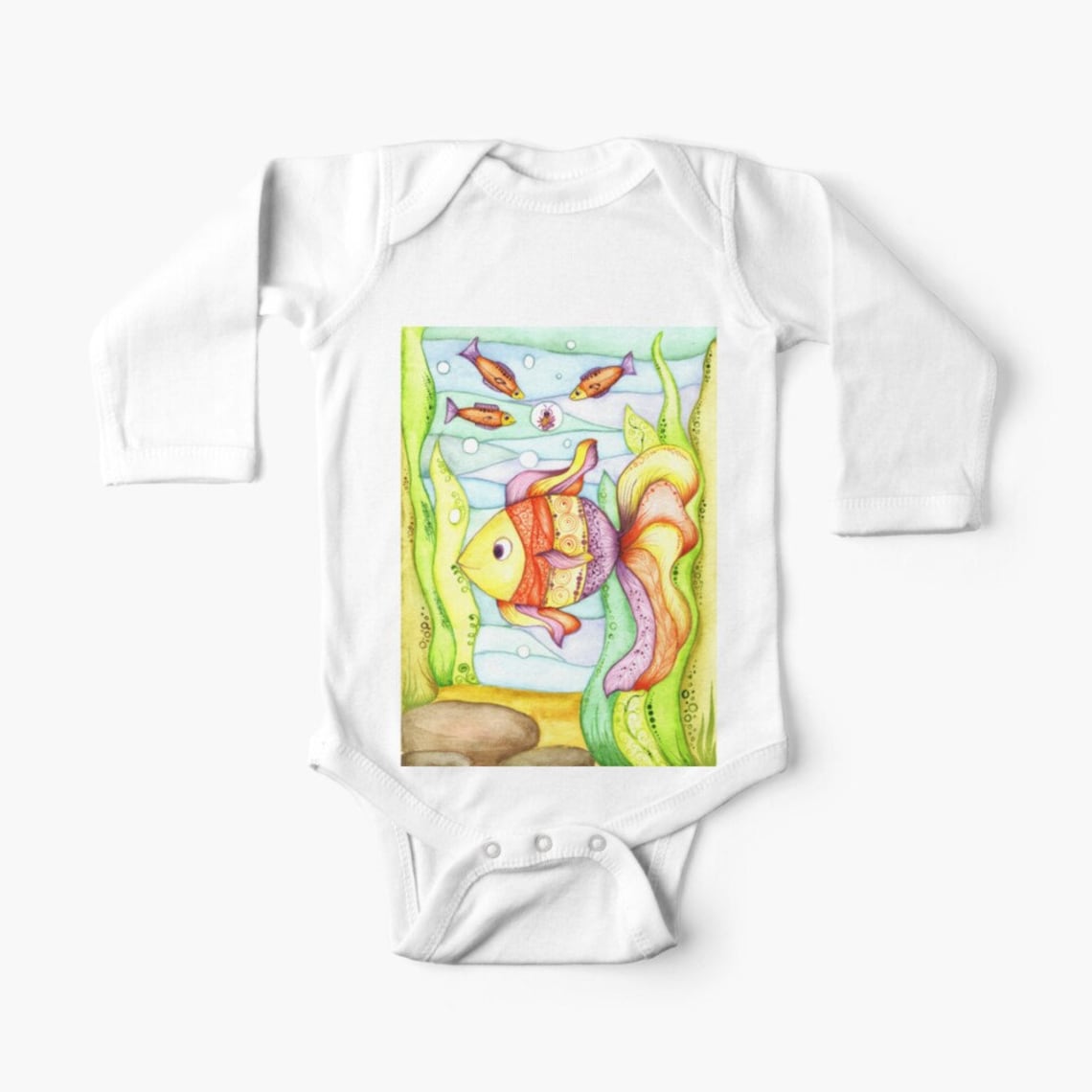 Hand Painted Watercolor Fairy Fish Sea Fairy Print Nursery Print Hand ...