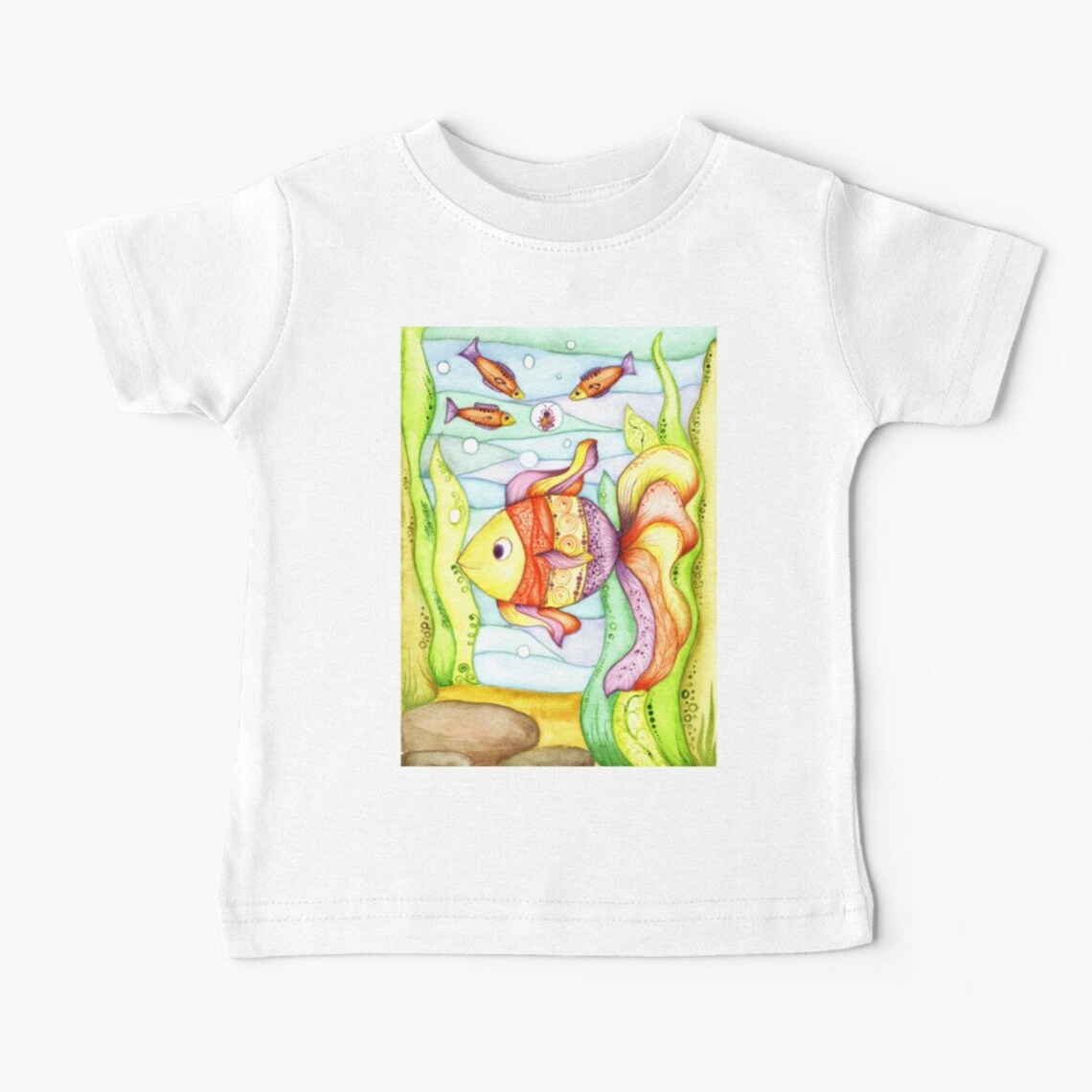 Hand Painted Watercolor Fairy Fish Sea Fairy Print Nursery Print Hand ...