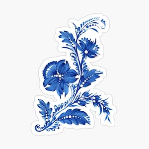 Digitaler Download Kunst Petrykivka Malerei Blaue Blume Brunch Petrykivka digital Weihnachten digitaler download Weihnachtsgeschenk Petrykivka PNG