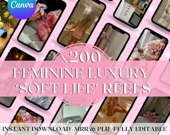 Luxury Feminine Reels Templates for Instagram, TikTok (Canva Digital Product)