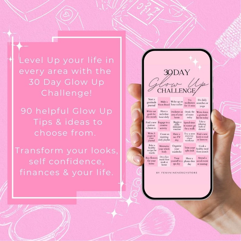 30 Day Glow up Challenge Printable, Self Care Planner (digital Download ...