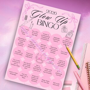 2026 Glow Up Bingo: Self-Care Challenge, New Year Goals (Digital Download) image 5