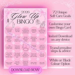 2026 Glow Up Bingo: Self-Care Challenge, New Year Goals (Digital Download) image 4