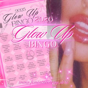 2026 Glow Up Bingo: Self-Care Challenge, New Year Goals (Digital Download) image 1