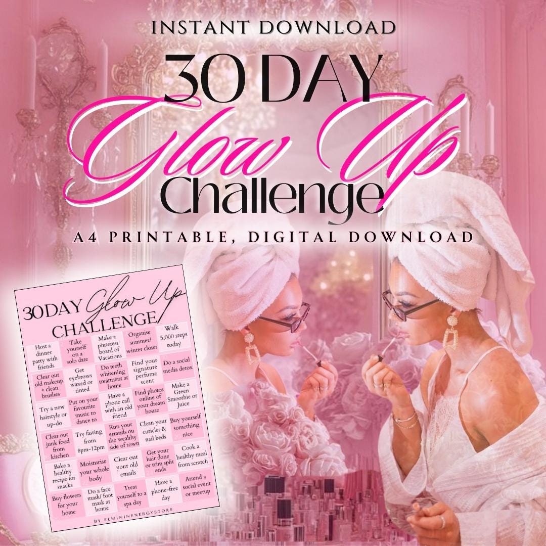 30 Day Glow up Challenge Printable, Self Care Planner (digital Download ...
