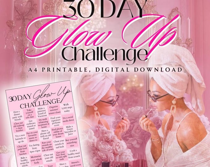 30 Day Glow up Challenge Printable, Self Care Planner (digital Download ...