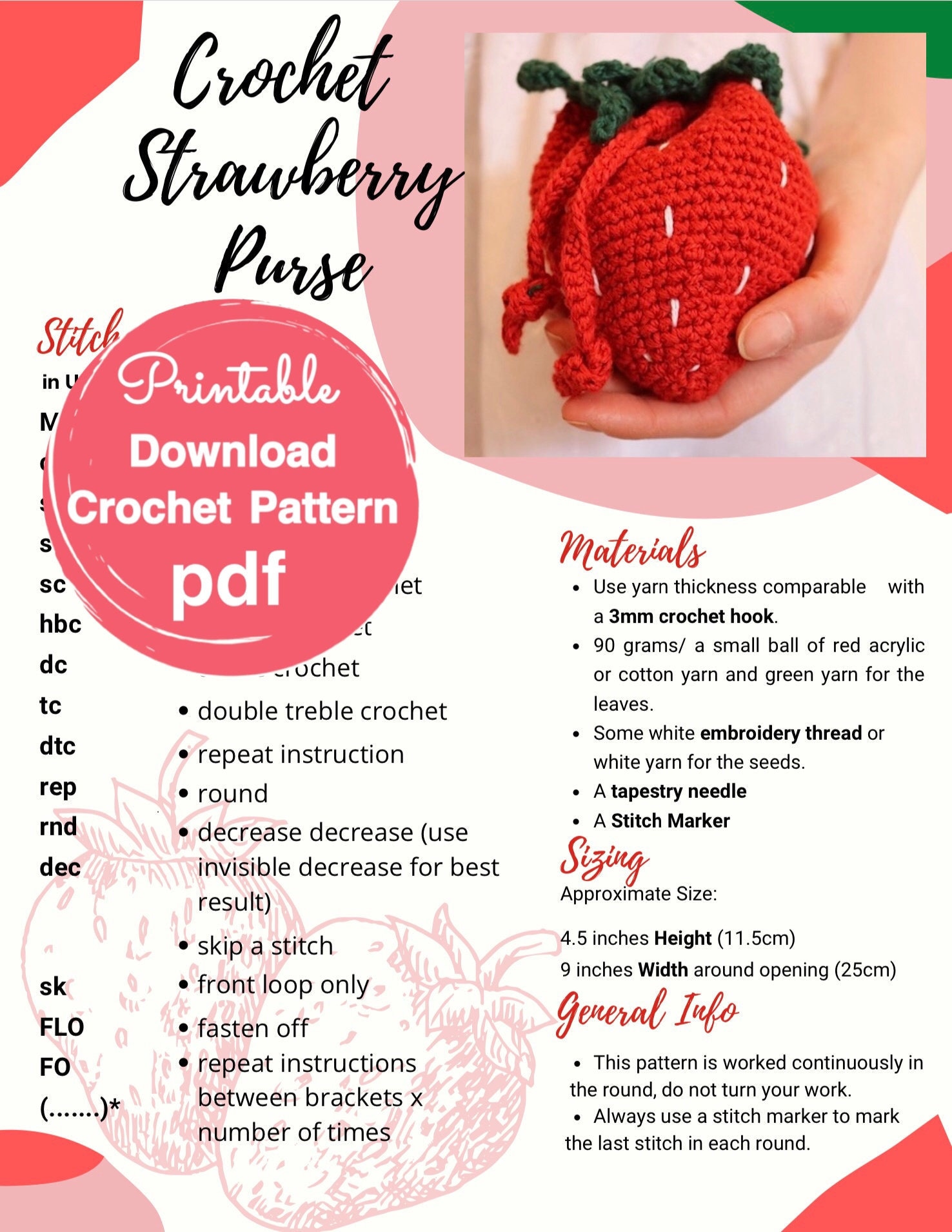 Strawberry tote bag + tiny strawberry coin purse : r/crochet