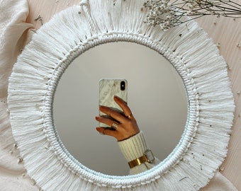 Miroir en macramé | miroir mural | décoration murale | Accessoires muraux | Look bohème