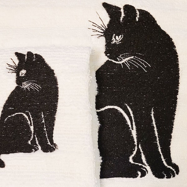 NOUVEAU Ensemble de serviettes de bain Chat noir