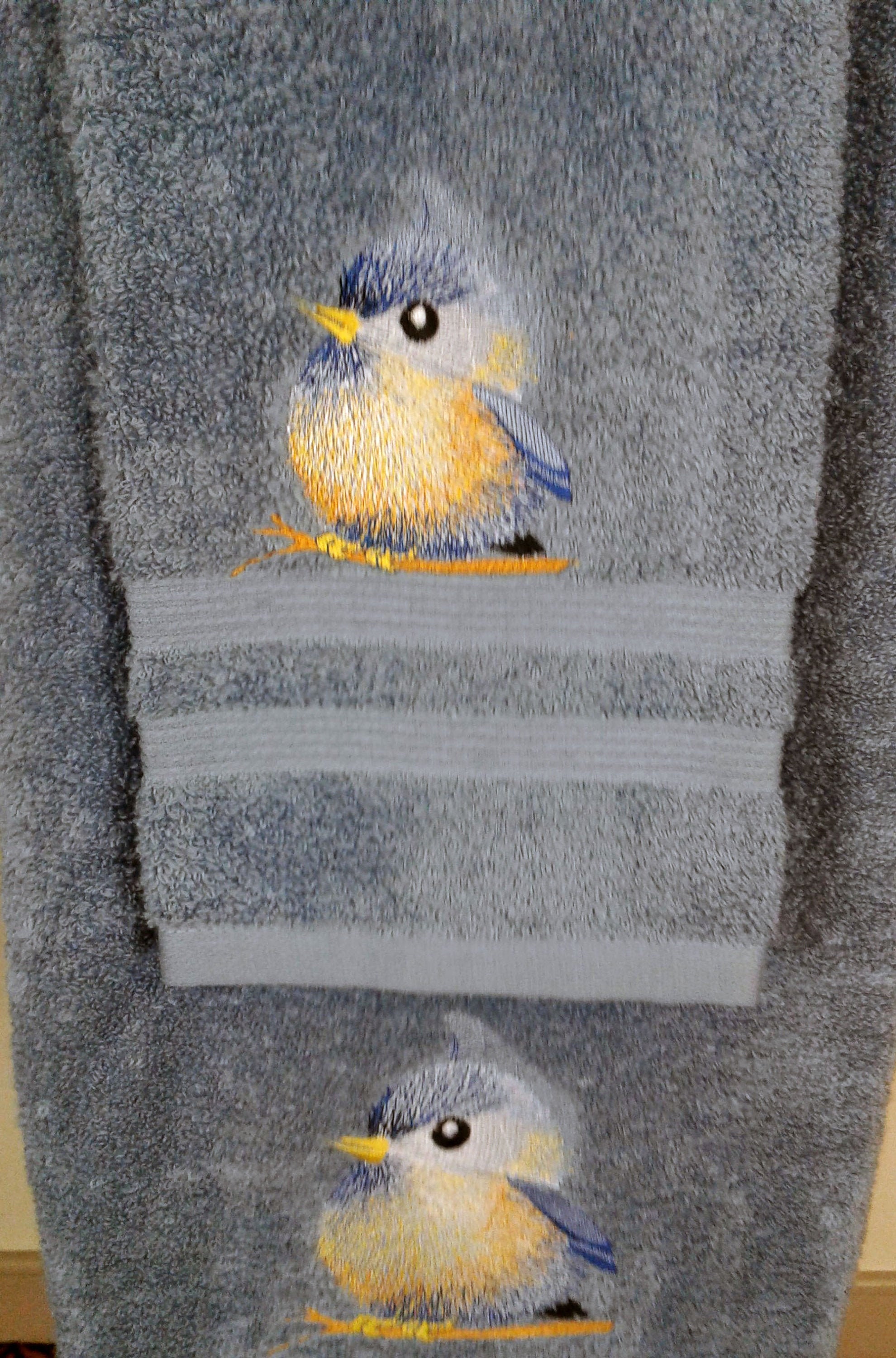 3 Piece Little Blue Bird Towel Set Etsy UK