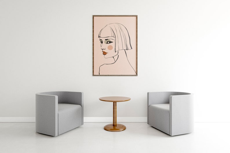 Printable Gift Living Room SET of 2 One Line Drawing Digital Prints Bedroom Wall Decor Family Room Wall Art Digital Downloads