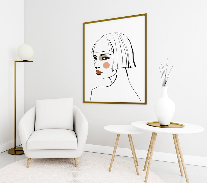 Printable Gift Living Room SET of 2 One Line Drawing Digital Prints Bedroom Wall Decor Family Room Wall Art Digital Downloads