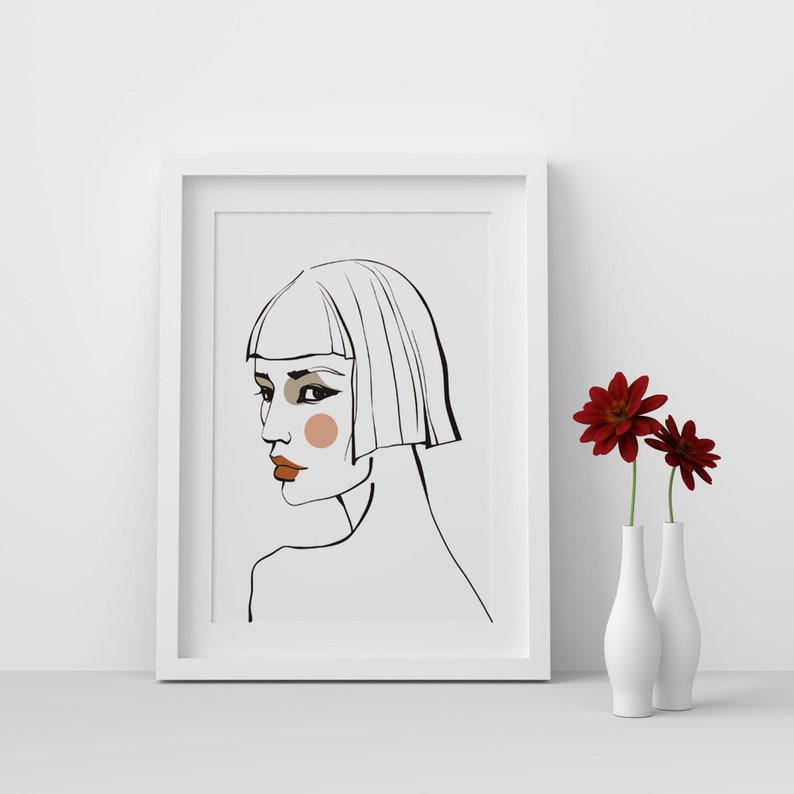 Printable Gift Living Room SET of 2 One Line Drawing Digital Prints Bedroom Wall Decor Family Room Wall Art Digital Downloads