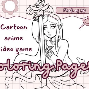 Printable Pack of 20 Anime and Cartoon Themed Line Art Coloring Pages (No AI!)