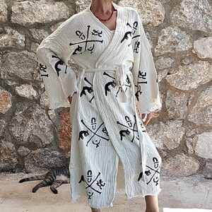 4 Layer muslin kimono robe, Lightweight dressing gown, Cotton kimono, Bathrobe for her, Bridesmaids robe, Ladies robe, Gift for her