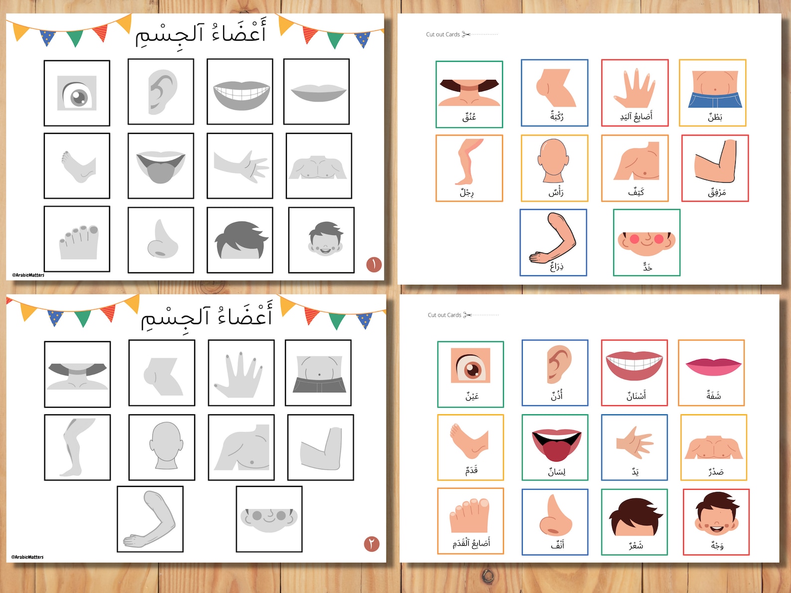 Arabic Body Parts Matching Activity for Toddlers With Etsy UK