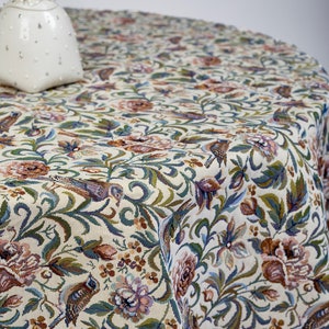 Jacquard Tablecloth Rectangle Nature Floral Light Classic Style for every Occasion / Table Linen / Table Decor + Free Gift: small placemat