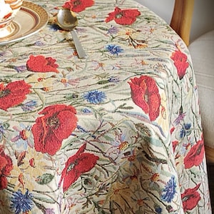 Jacquard Tablecloth Rectangle Floral Classic Style for every Occasion / Table Linen / Home Decor / Table Decor + Free Gift: small placemat