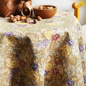 Jacquard Tablecloth Rectangle Floral Classic Style for every Occasion / Table Linen / Home Decor / Table Decor + Free Gift: small placemat