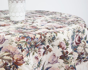 Jacquard Tablecloth Round Floral Pastel Classic Style for every Occasion / Table Linen / Table Decor + Free Gift: small round placemat