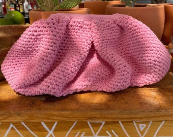 Handmade Macrame Clutch, Voluminous Cotton Pouch Bag