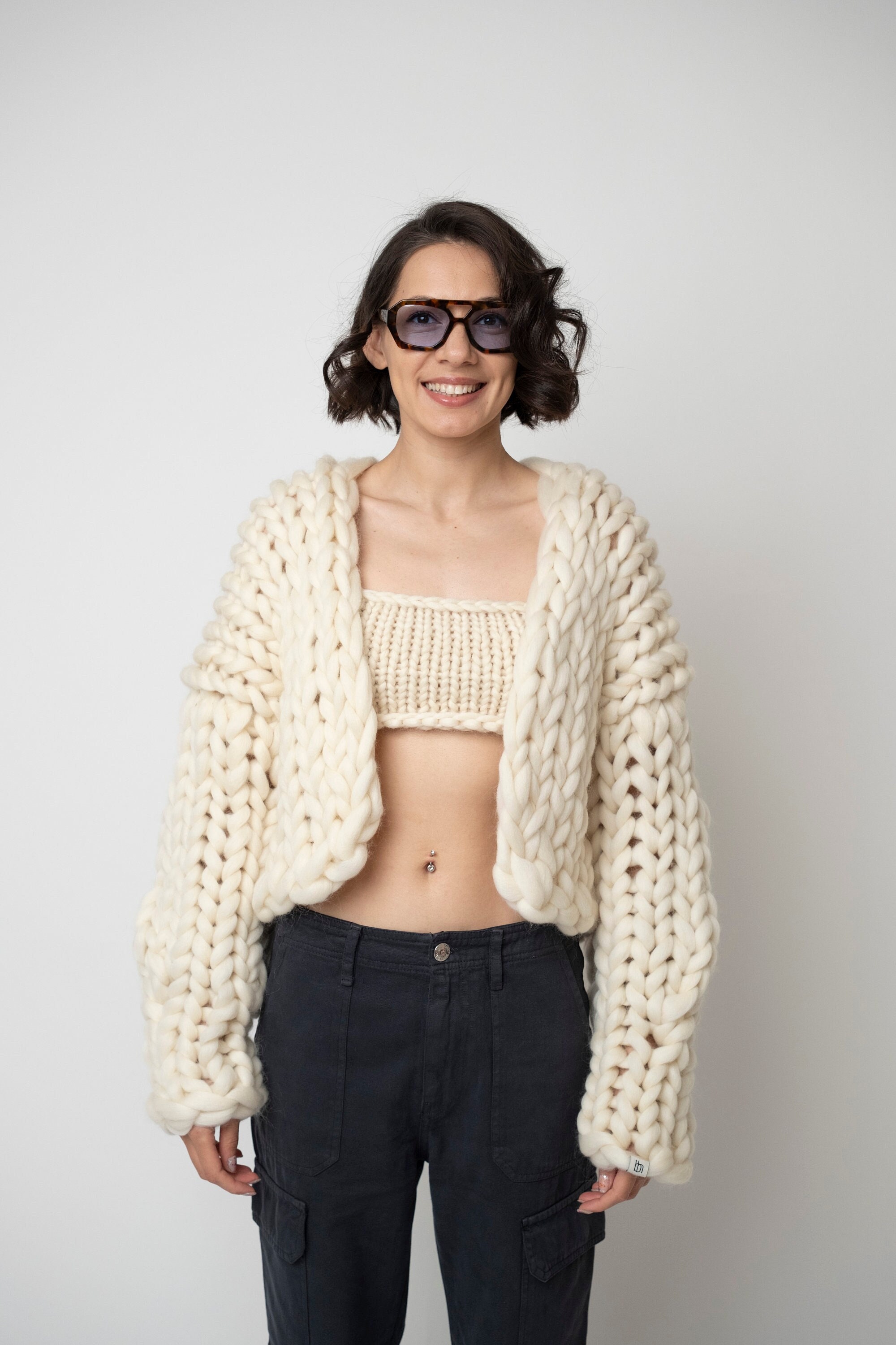 一部傷あり】laubeblanc Knit cardigan かじまり