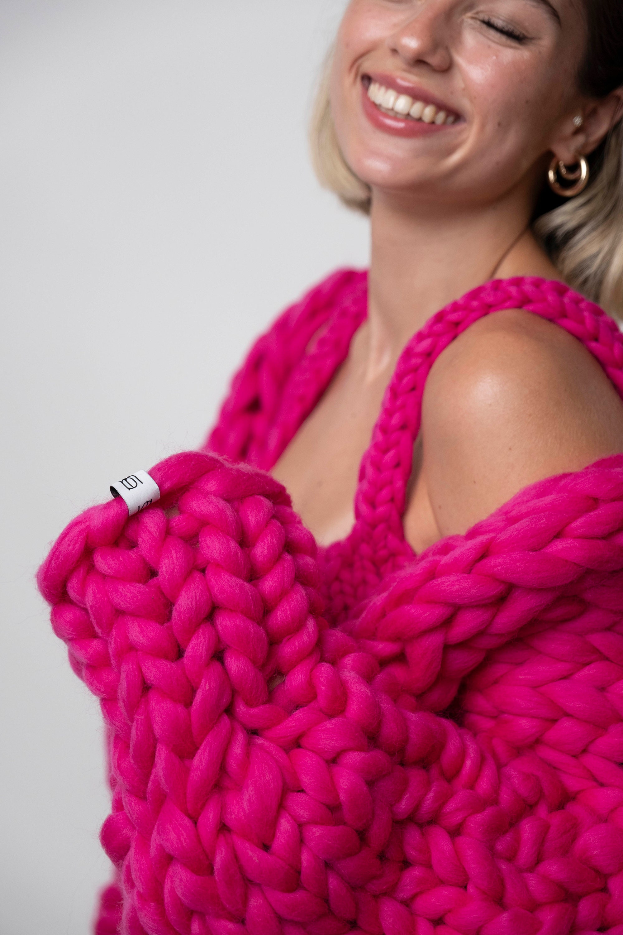 Fuchsia Cardigan, Pink Cardigan, Chunky Cardigan, Wool