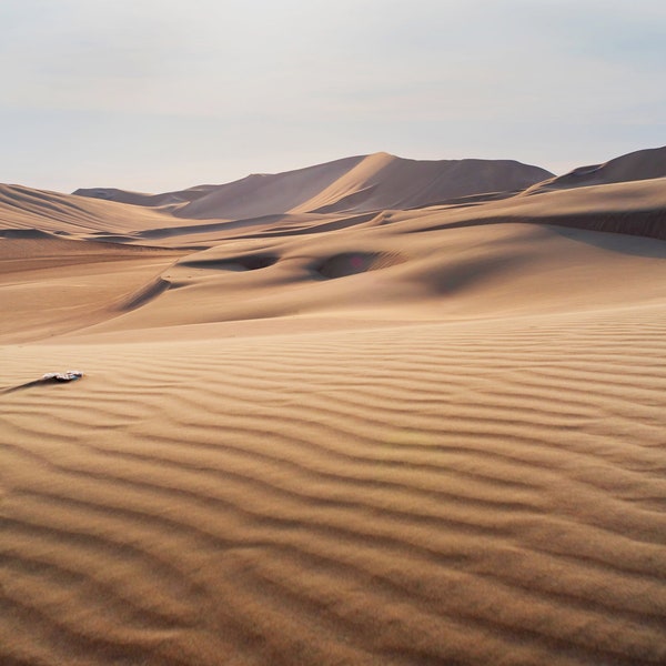 Beautiful sand waves in the Peruvian desert of Ica