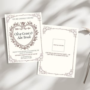 Vintage Wedding Invitation Template Canva | Editable Printable Invite | Digital Download | Spring Summer Vintage Wedding Invite 5 x 7