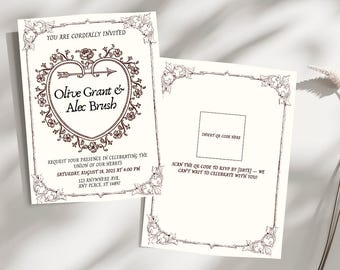 Vintage Wedding Invitation Template Canva | Editable Printable Invite | Digital Download | Spring Summer Vintage Wedding Invite 5 x 7