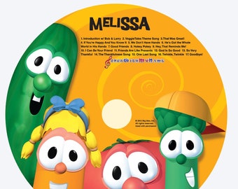 Veggie Tales™ Sing-a-long Personalized Music - Child's Name is Sung/Said 25 times - CD, Digital or Combo  Custom Made to Order