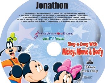 Mickey, Minnie and Goofy ™  Personalized CD - Your child's name sung 80 times by the Disney™ Characters  Custom Made to Order