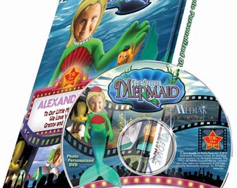 Little Mermaid Photo Personalized Cartoon DVD, Digital or Combo - Your Child IS Little Mermaid - Custom made to order