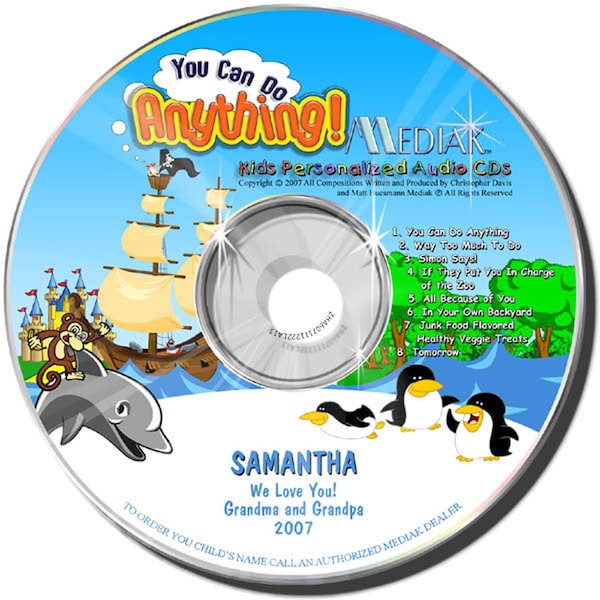 You Can Do Anything Personalized Music CD, Digital or Combo - Your child's name sung 106 times Custom Made to Order