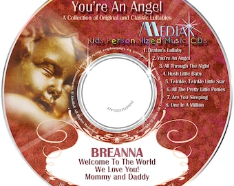 Personalized Lullabies Music CD, You're an Angel, Digital or Combo - Child's name sung 36 times - Custom Made to Order